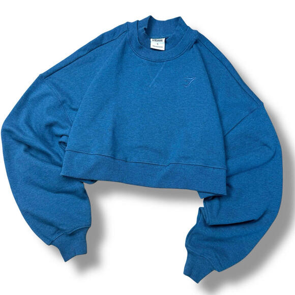Gymshark Training Oversized Sweatshirt Women Size Small Cropped Logo Athletic - Picture 1 of 7